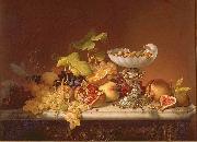 Johann Wilhelm Preyer Sudfruchte mit Milchglasschale in Muschelform oil on canvas